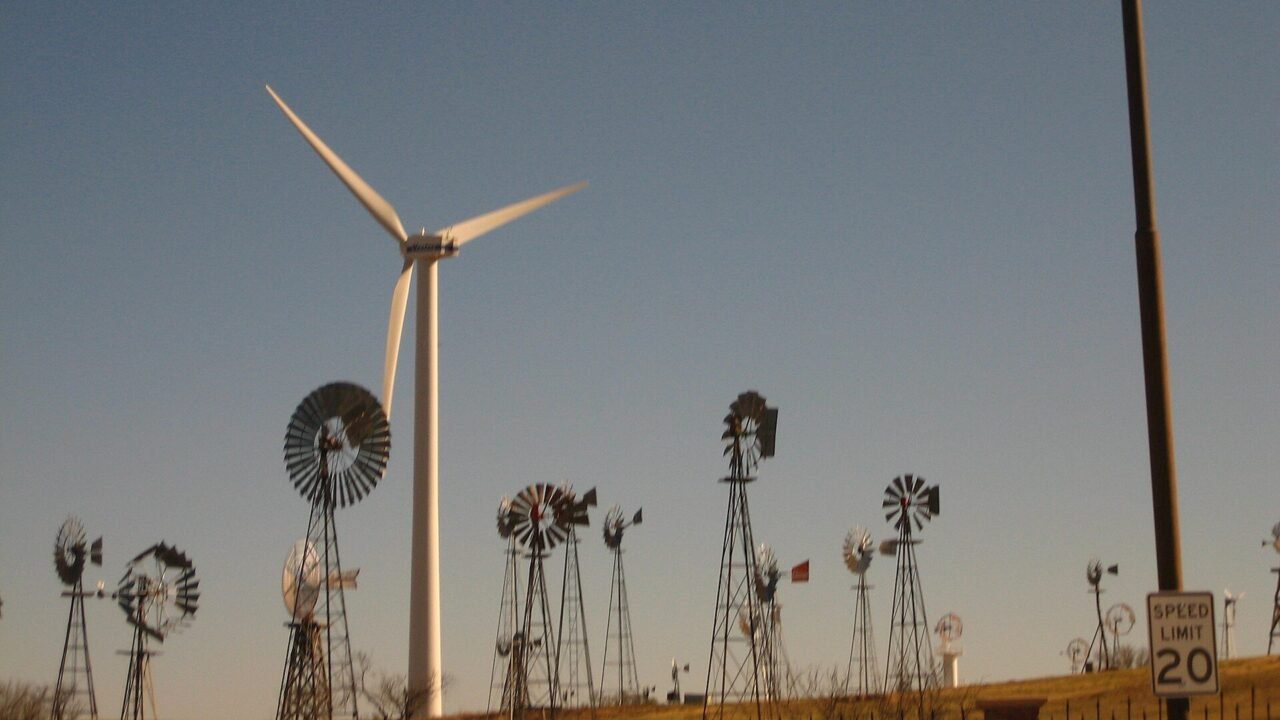 Historic windmills on display at the American Windmill Museum in Lubbock