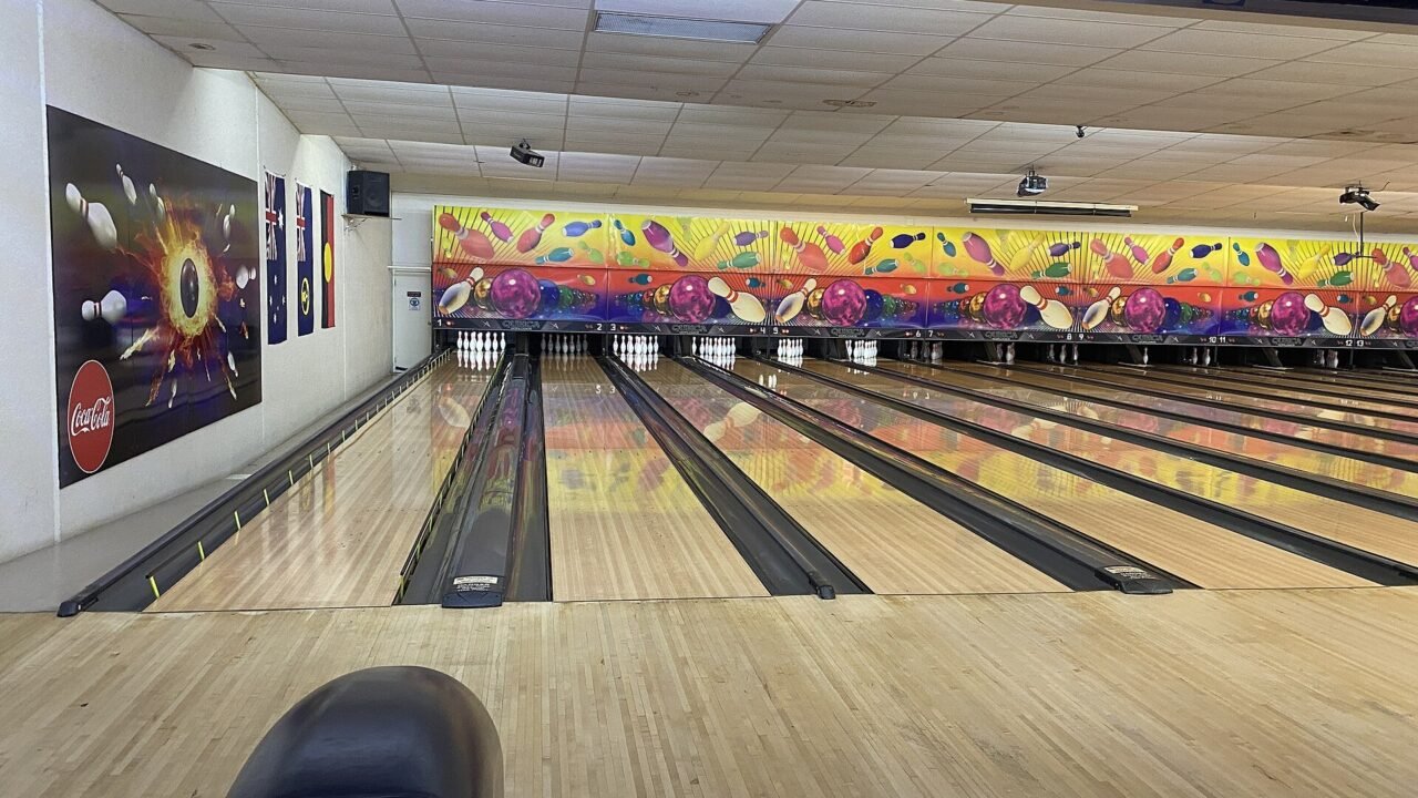 Bowling lanes in a family entertainment center.
